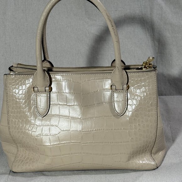 Ralph Lauren Croc-Embossed Leather Satchel Bag 👜 - Picture 2 of 9